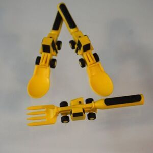 Constructive Eating Made in USA Set of 3 Construction Utensils for Toddlers